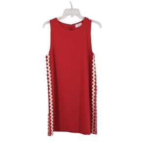 Homebody Linen Cotton Red Shift Ric Rac Dress Size Large